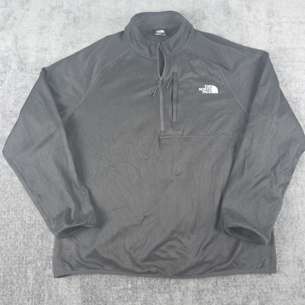 The North Face 1/4 Zip Fleece Mens XL Black Zip Pocket Soft Lightweight Gorpcore